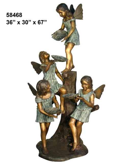Four Fairies Bronze Fountain - Click Image to Close